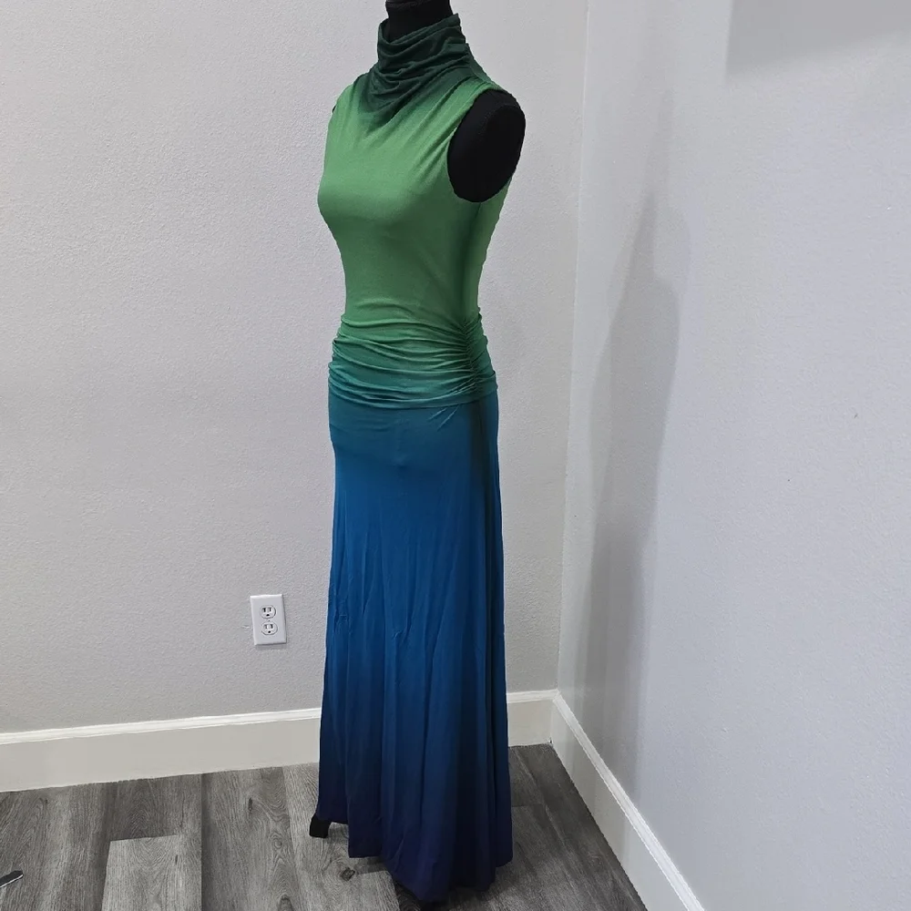 Jonathan Simkhai Aldina Sleeveless Green to Blue Ombre Maxi Dress, XS - Picture 4 of 16